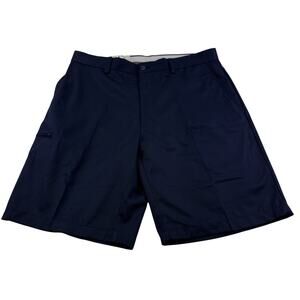 Champions Tour Golf Shorts Performance Fit Flat Front Zip Pocket Navy Blue 34